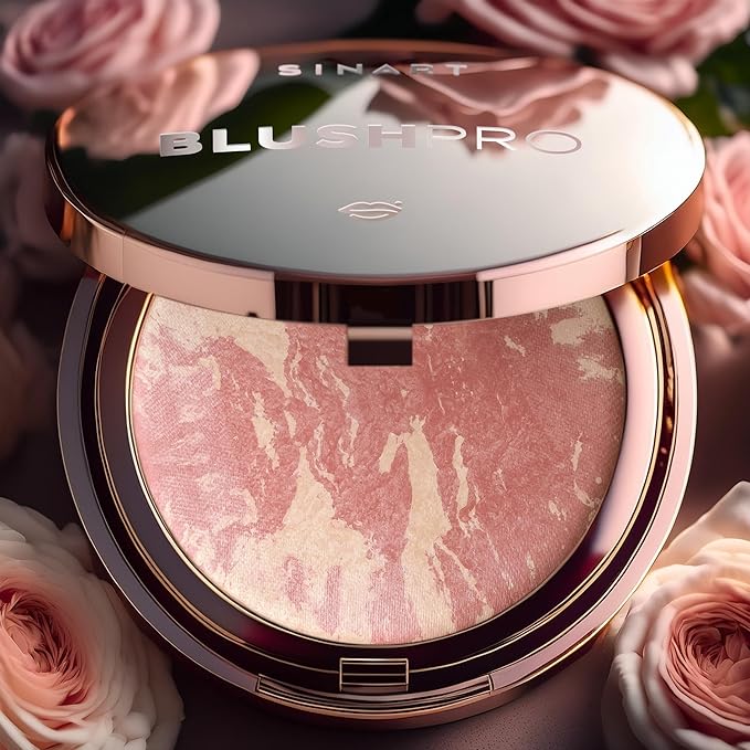 Baked PRO Blush. Brighten Lighting Highly Glow Marbleized Blush. Lightweight Shimmery Satin Face Makeup. Cruelty-Free. Shape, Contour & Highlight Face (B2)