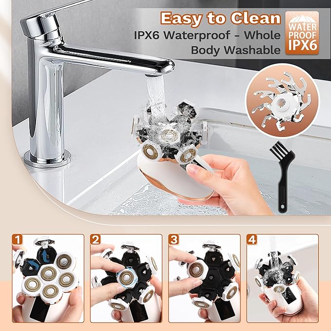 Electric Razors for Women, 7D Electric Shaver for Women, 5 in 1 Lady Shavers, Wet/Dry Bikini Trimmer, Rechargeable Facial Hair Removal, Painless Face Razor for Arms Legs Armpit Pubic Area