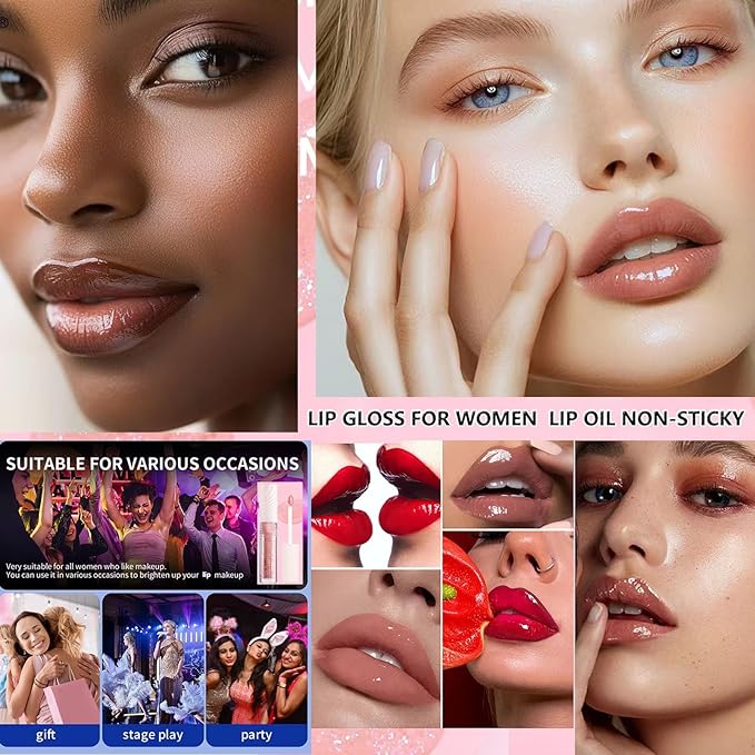 Brown Chocolate Lip GlossTinted Glitter Lipgloss Lip Oil Teens Moisturizing Lipstick Lip Balm High Shine And Vegan Plumping Lip Gloss For Women Girls Long-Lasting Dry Lip Care lip pumper gloss 06