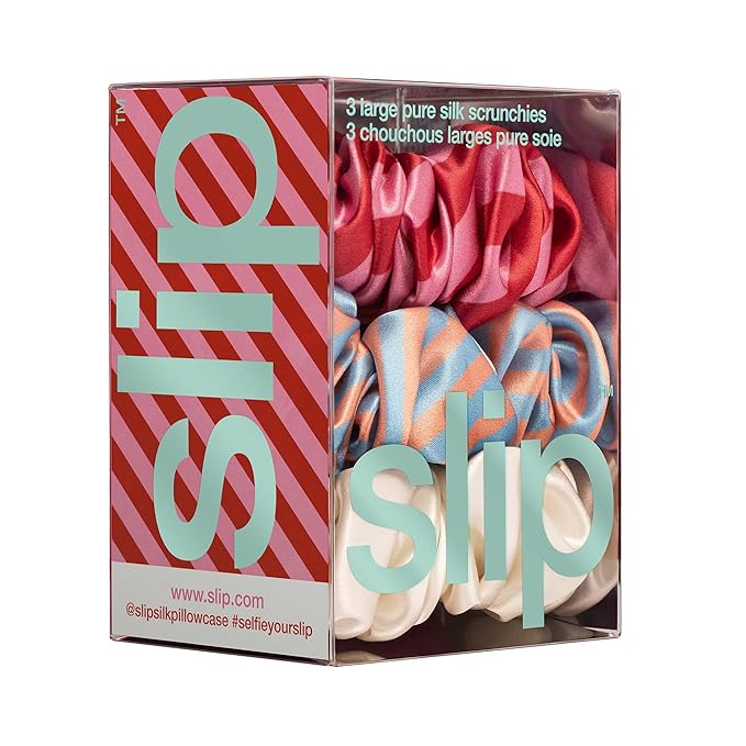 slip Large Scrunchie Midsummer | Set of 3 Pure Silk Large Scrunchies | Includes 1 Sunshade, 1 Bianca, 1 Midsummer | 100% Mulberry Silk, Anti-Crease, Gentle on Hair, Reduces Breakage