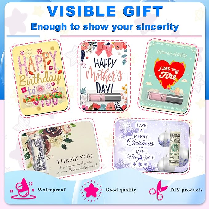 60 Pcs Lip Balm Pouches Plastic Money HolderClear Lipstick Holder Clear Plastic Domes for Gift Card DIY Crafts with Double Side Tape