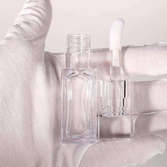 COSIDEA 18pcs Empty 6ml Square Clear PETG lip gloss tubes big deo foot wand lipgloss tube container for lip oil