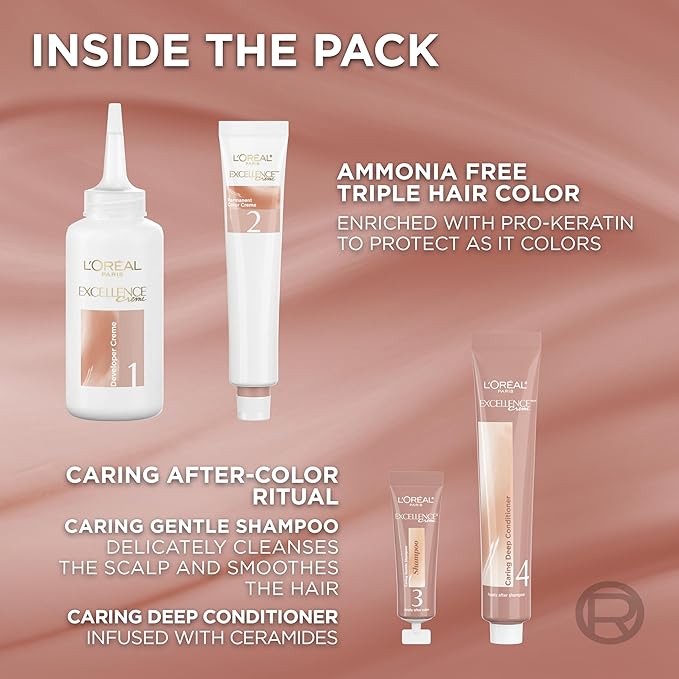 L’Oreal Paris Excellence Universal Nudes Permanent Hair Color, Ammonia Free Hair Dye for Gray Hair Coverage, 9N Natural Light Blonde, 1 Hair Dye Kit