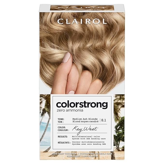 Clairol ColorStrong Permanent Zero Ammonia Hair Dye, 8.1 Medium Ash Blonde - Key West Hair Color, Pack of 1