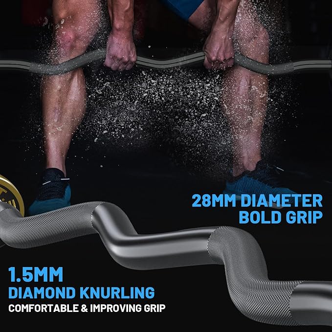 47" Olympic EZ Curl Bar 500-lbs Capacity Steel 2" Barbell