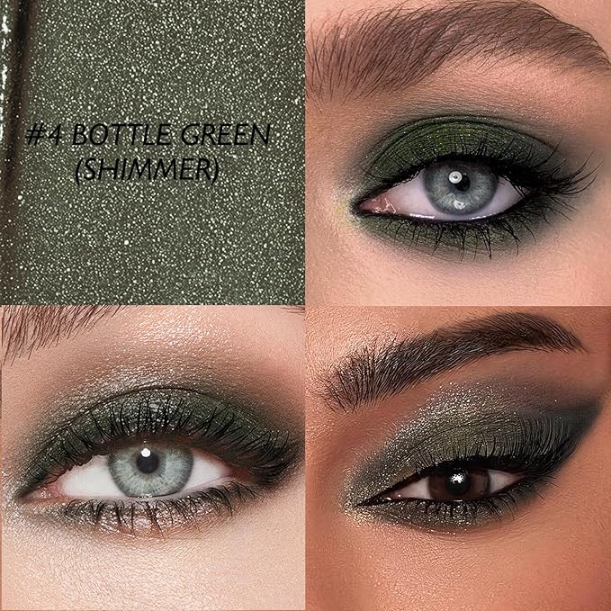 Eyeshadow Stick Waterproof Long Wear Cream Eye Shadow Pencil Single Shimmer Glitter Blendable Smokey Eyeshadow Crayon Cream to Powder Intense Color Eyeliner Makeup, 4 BOTTLE