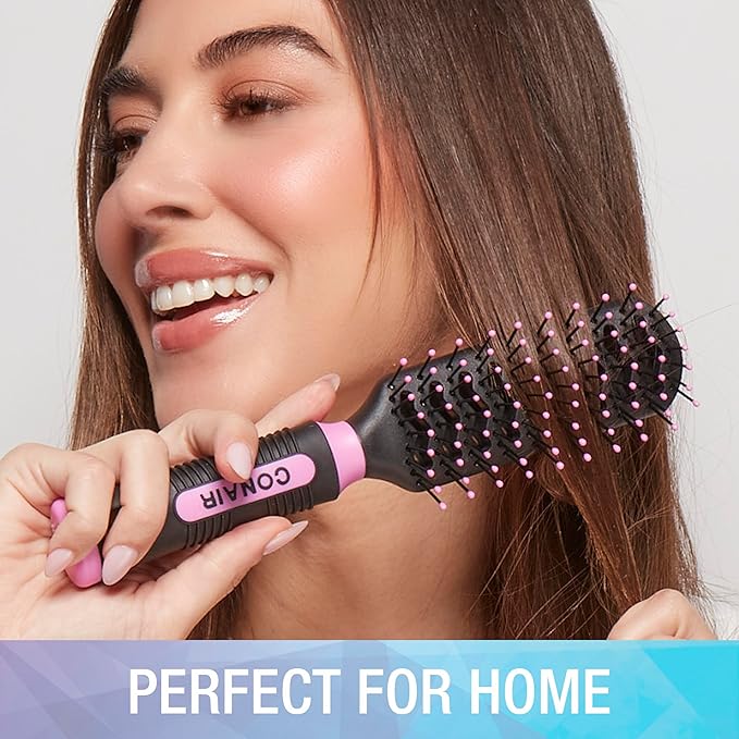Conair Salon Results Vent Hairbrush Set - Detangling Hair brush - suitable for men and women - features Travel + Full-size - Pink/Black