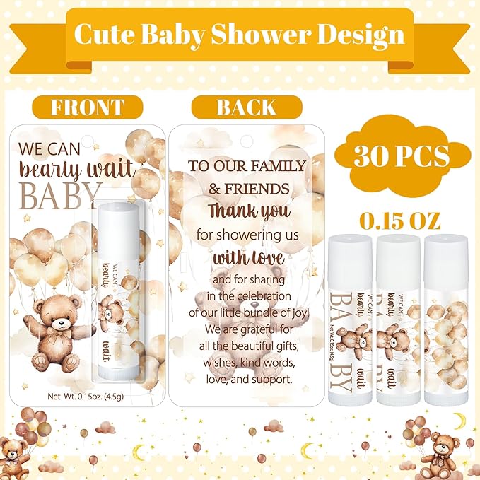 30 Pack Bear Baby Shower Party Bags