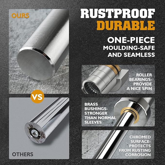 FEIERDUN Olympic EZ Curl Bar - 47" Weightlifting (390LBS Capacity), 2-Inch Weight