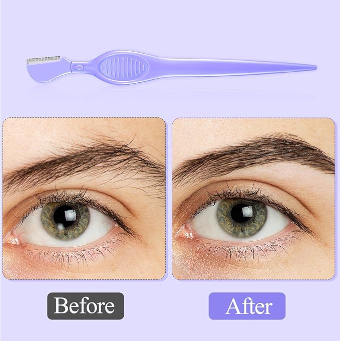 Mudder 21 Pcs Eyebrow Razor Eyebrow Shaver Facial Razor Multipurpose Face Trimmers with Precision Cover for Women Makeup Care Tools(Purple)