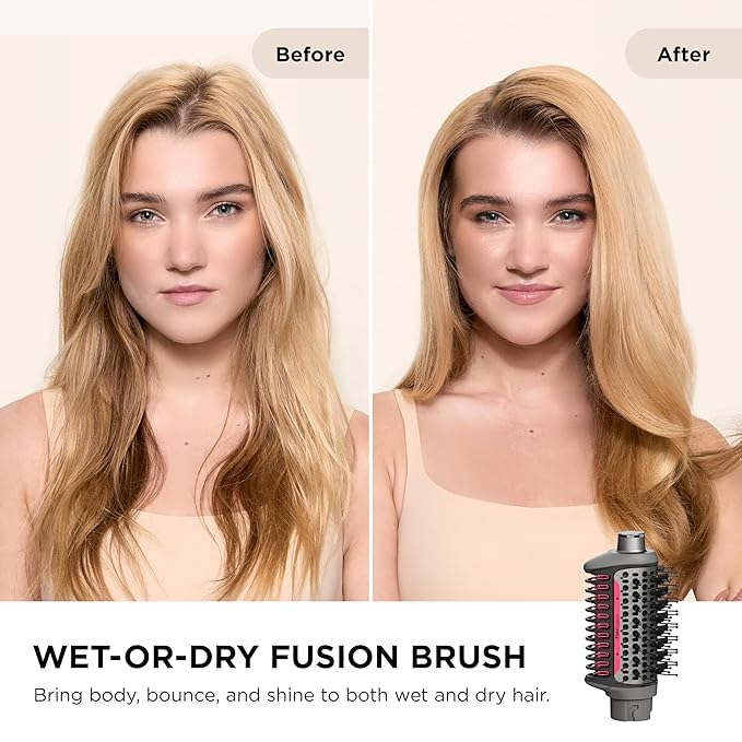 Shark FlexFusion Hair Dryer with Fusion Hair Brush, Diffuser, Ceramic Air Styler with Auto-Wrap Hair Curlers, Ceramic Plates, Metallic Mist HD642