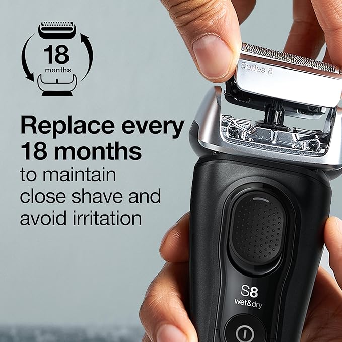 Braun Series 8 83M Electric Shaver Head Replacement Cassette, Silver