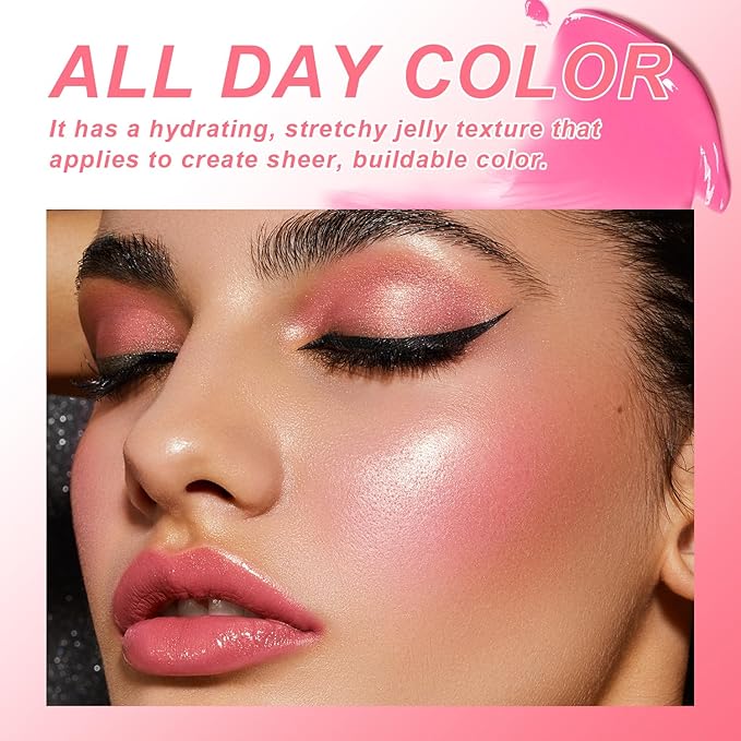 2PCS Cooling Water Jelly Lip Tint/Blush, Jelly Blush Cooling