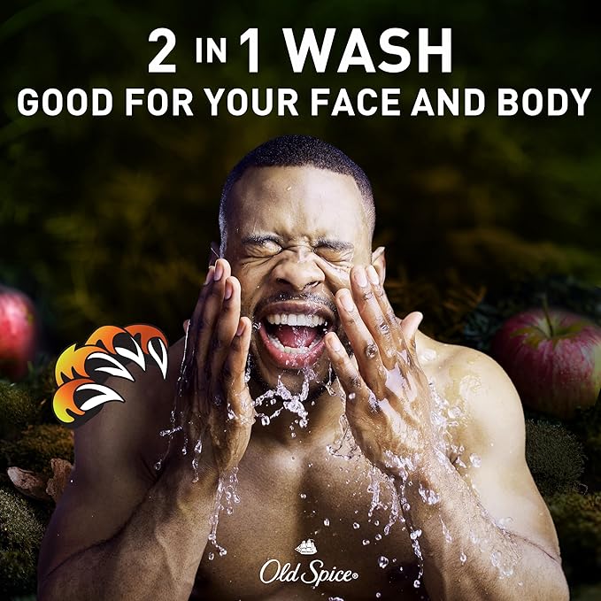 Old Spice Cleansing Body Wash for Men, 3X Defense, 24/7 Shower Fresh with Lasting Scent, 2-in-1 Body & Face Wash, Bearglove with Crisp Orchard Scent, 24 oz (Pack of 4)
