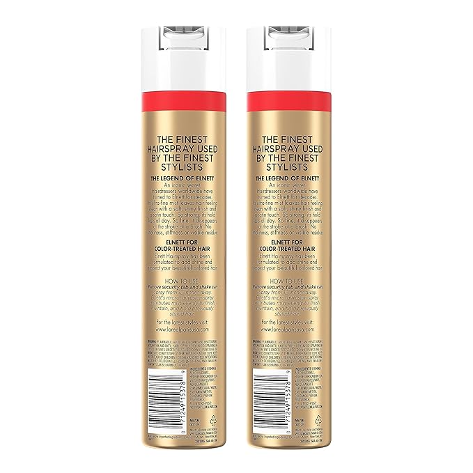 L'Oreal Paris Hair Care Elnett Satin Extra Strong Hold Hairspray For Color Treated Hair, Long Lasting Plus Humidity Resistant Hair Spray, 11 oz, (Pack of 2)