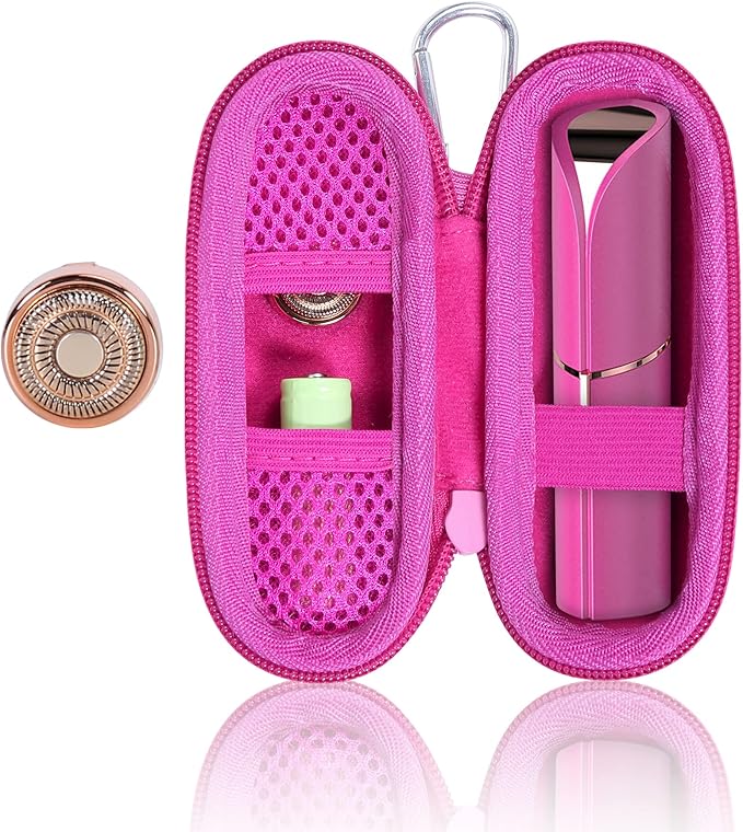 co2CREA Hard Case and Replacement Head Compatible with Finishing Touch Flawless Facial Hair Remover Electric Face Razor for Women (Pink Crystal Case + Replacement Head)