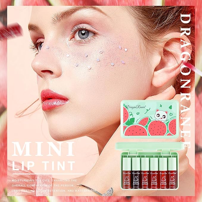 6 Colors Lip Tint Stain Set, Korean Lip