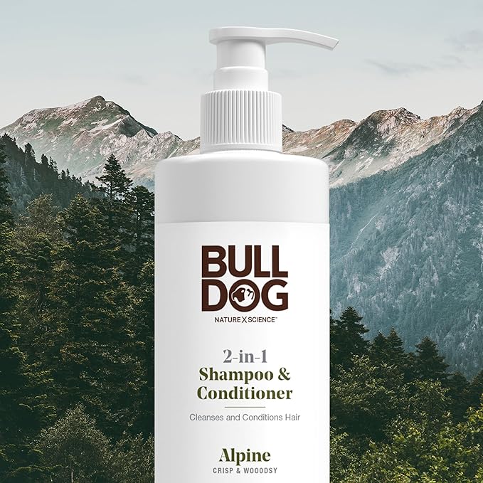 Bulldog Mens Skincare and Grooming 2-in-1 Shampoo and Conditioner, Alpine, 12 Fluid Ounces