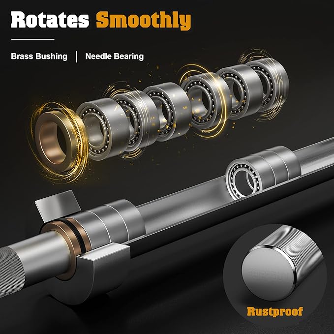 FEIERDUN Olympic Barbell EZ Curl Bar 47in/4ft/5ft/6ft/7ft for Weightlifting 2 inch 2 Spring