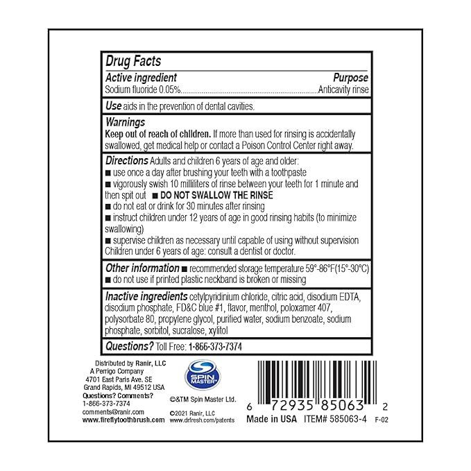 Firefly Kids Anti-Cavity Fluoride Rinse, Paw Patrol, Alcohol Free Formula, ADA Accepted, Helps Prevent Cavities, Bubble Gum Flavor, 16 Ounce (Pack of 2)