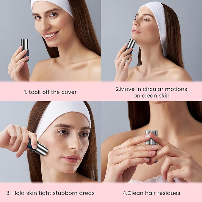 SweetLF Portable Electric Shaver for Women, IPX7 Waterproof, Painless, Rechargeable, Wet & Dry Shaving, Face & Chin & Upper Lip, Black