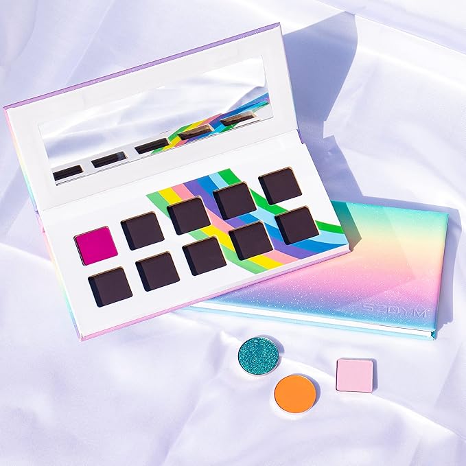 2PCS PU leather pastel sparkle empty magnetic palette