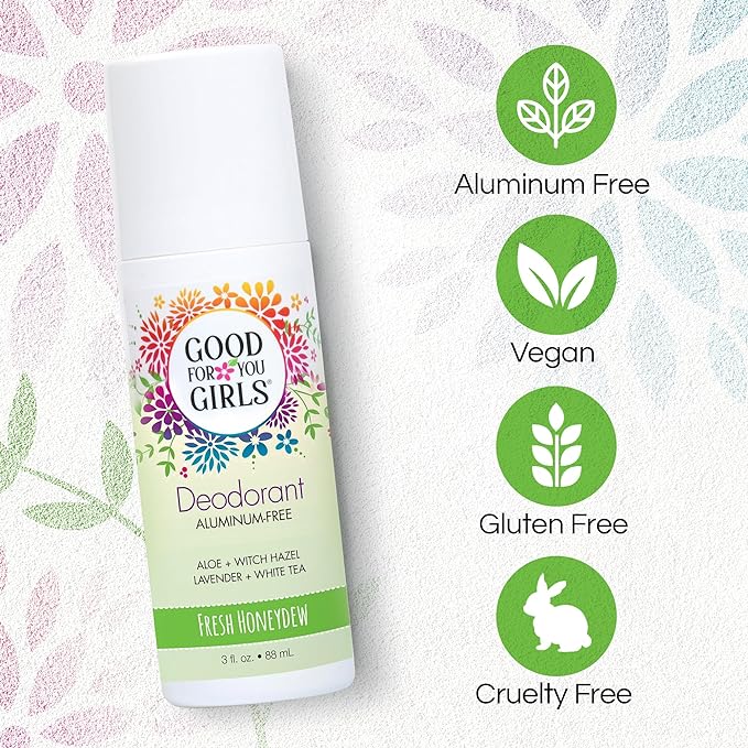 Good for You Girls Aluminum-Free, Natural & Vegan Deodorant for Kids, Preteens, Teens, Safe & Effective Odor Protection, Clear Roll-On, Natural Fragrance | Fresh Honeydew, 3 oz (Pack of 1)