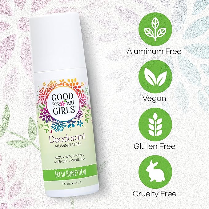 Good for You Girls Aluminum-Free, Natural & Vegan Deodorant for Kids, Preteens, Teens, Safe & Effective Odor Protection, Clear Roll-On, Natural Fragrance | Fresh Honeydew, 3 oz (Pack of 2)