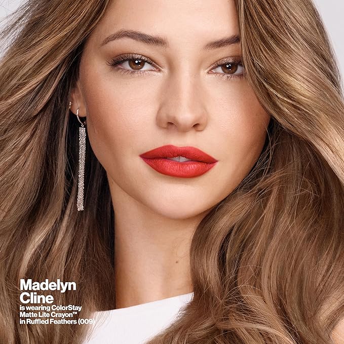 REVLON ColorStay Matte Lite Crayon Lipstick with Built-in Sharpener, Smudge-proof, Water-Resistant Non-Drying Lipcolor, 008 She's Fly, 0.049 oz