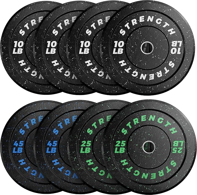 GIKPAL Bumper Plates 2-inch Rubber 10lbs-55lbs