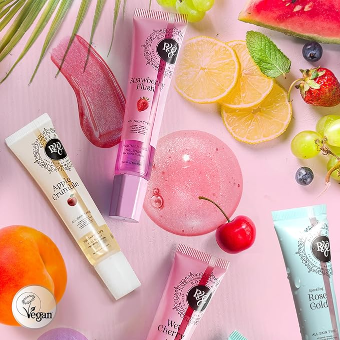 ROSÉE & CO Rosee Lip Gloss Vegan & Cruelty Free Treatment, Professional Make up, Long Lasting Glossy with Shea Butter, Moisturize, Protect & Smooth, High Shine, Non-Sticky (l. Blueberry Jelly, 0.5)