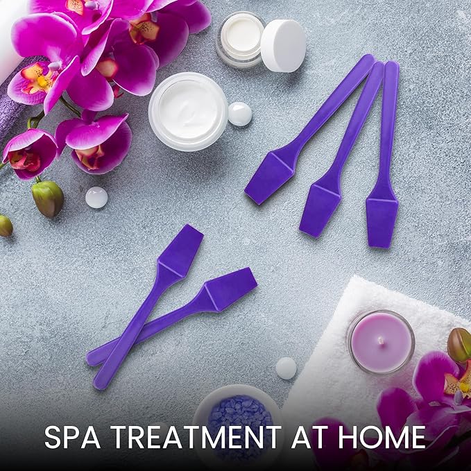 PANA 200pcs Cosmetic Make Up Disposable Plastic 2.5" Spatulas Skin Care Facial Cream Mask Spatula (PURPLE-200 Pieces in a Box)