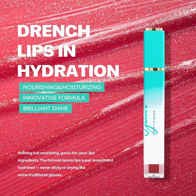 VANERIA Glitter Lip Gloss Shimmer,Matte Liquid Lipstick Rapid Drying,Long Lasting Highly Pigmented Color,Waterproof,Lipgloss Glitter Non-Sticky.cherry(4ml/0.14oz)