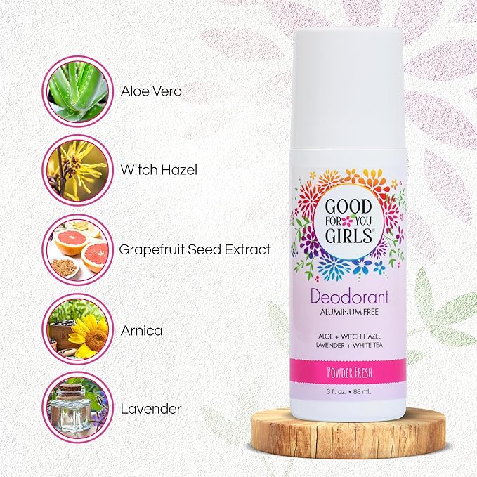 Good for You Girls Aluminum-Free, Natural & Vegan Deodorant for Kids, Preteens, Teens, Safe & Effective Odor Protection, Clear Roll-On, Natural Fragrance | Soft Powder, 3 oz (Pack of 3)