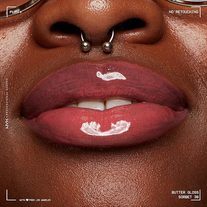 NYX PROFESSIONAL MAKEUP Butter Gloss, Non-Sticky Lip Gloss - Sorbet (Vibrant Coral)