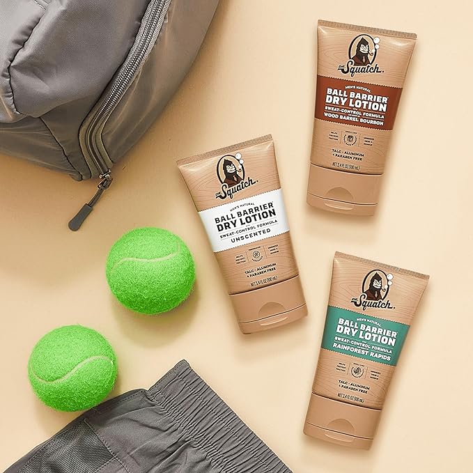 Dr. Squatch Ball Barrier Dry Lotion, No Mess Body Powder Lotion for Men, Made With Natural Ingredients - 2-Pack Rainforest Rapids