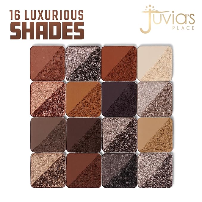 Juvia's Place Coffee Shop Eyeshadow Palette - 16 Pan Palette, Tan, Auburn, & Rich Dark Chocolate, Mattes and Shimmers, Highly Pigmented and Buttery Texture