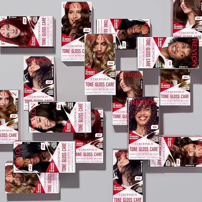 Revlon ColorSilk Tone + Gloss + Care Demi Permanent Hair Color, Dye Kit with Leave-In Scalp and Haircare Serum, 2x Shinier, 4x Stronger, 5A Medium Ash Brown, 4.5 fl oz