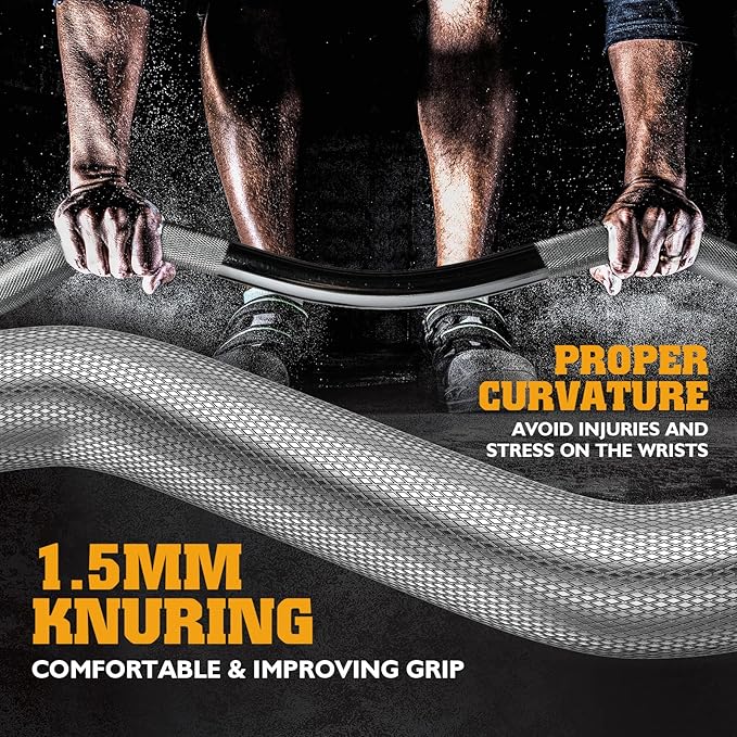 FEIERDUN Olympic EZ Curl Bar - 47" Weightlifting (390LBS Capacity), 2-Inch Weight