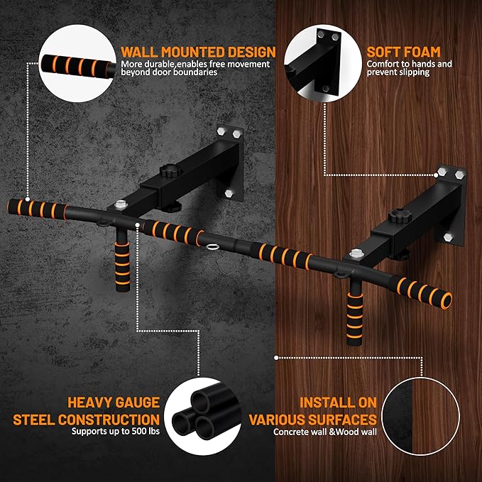 FICTOR Door Pull up Bar for Doorway 30''-37'' Door