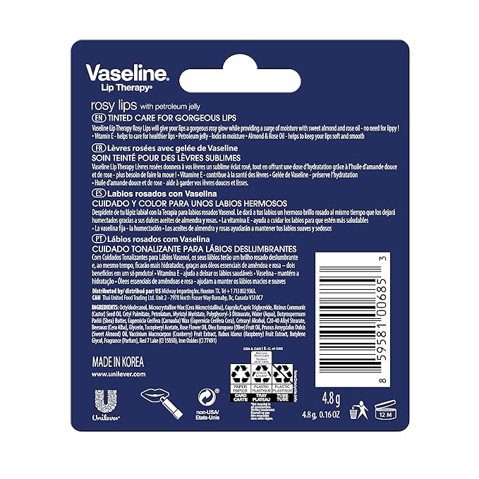 Vaseline Lip Therapy Care Rosy, Fast-Acting