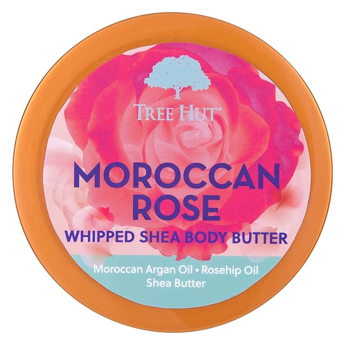 Tree Hut Moroccan Rose Whipped Shea Body Butter, 8.4oz, Lightweight, Long-lasting, Hydrating Moisturizer with Natural Shea Butter for Nourishing Essential Body Care
