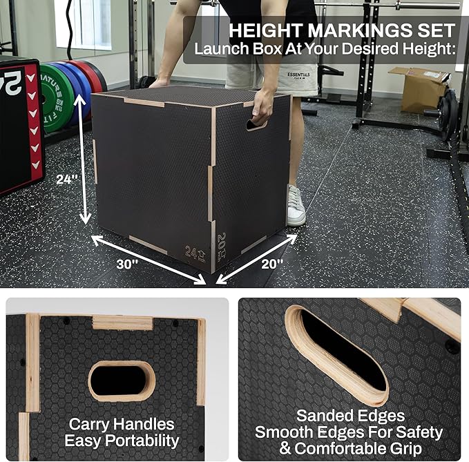 3 in 1 Non-Slip Wooden Plyo Box Plyometric