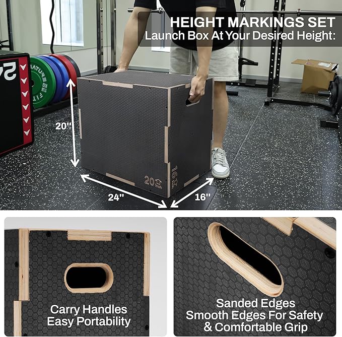 3 in 1 Non-Slip Wooden Plyo Box Plyometric
