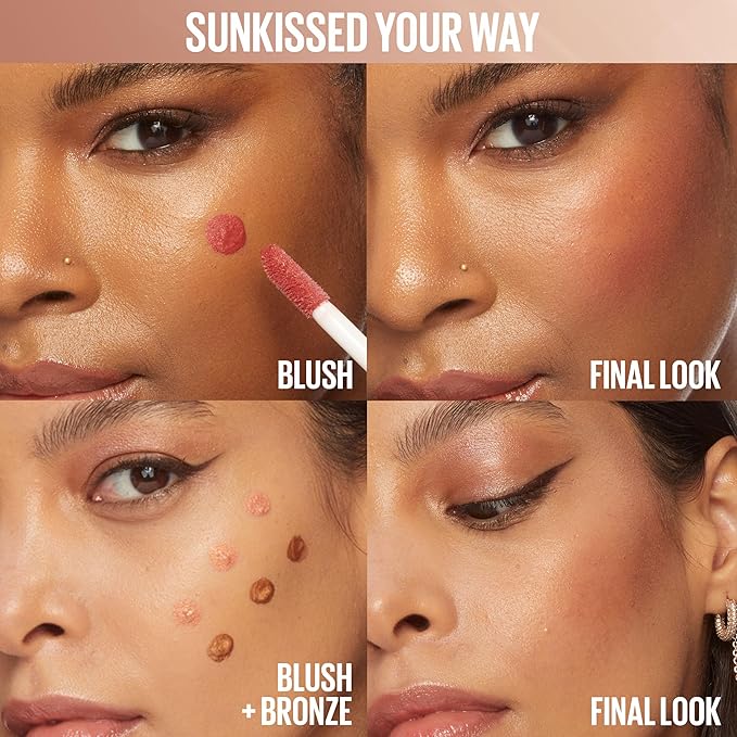 Maybelline Sunkisser Multi-Use Liquid Blush and Bronzer, Blendable, Longwear, Glowy Make Up, Shades On, 1 Count
