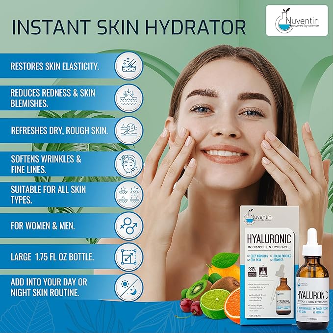 Hyaluronic Acid Serum Anti Aging Skin Care Facial Booster For Face - Hydro-Boost Moisturizer Booster W/Vitamin C & Vitamin E For Wrinkles, Fine Lines, Dark Spots, & Dry Skin, 1.75 Fl Oz