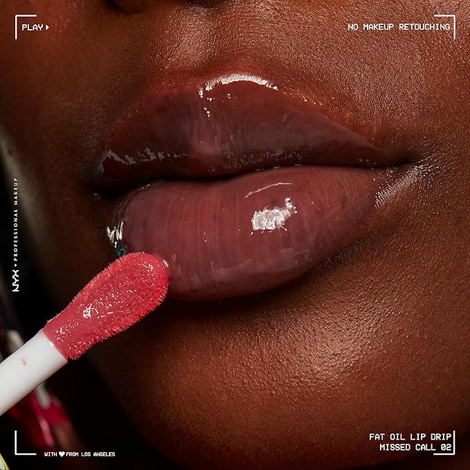 NYX PROFESSIONAL MAKEUP Fat Oil Lip Drip, Moisturizing Lip Oil Gloss, Vegan Tinted Formula, Up to 12 HR Hydration - Missed Call (Sheer Pink)