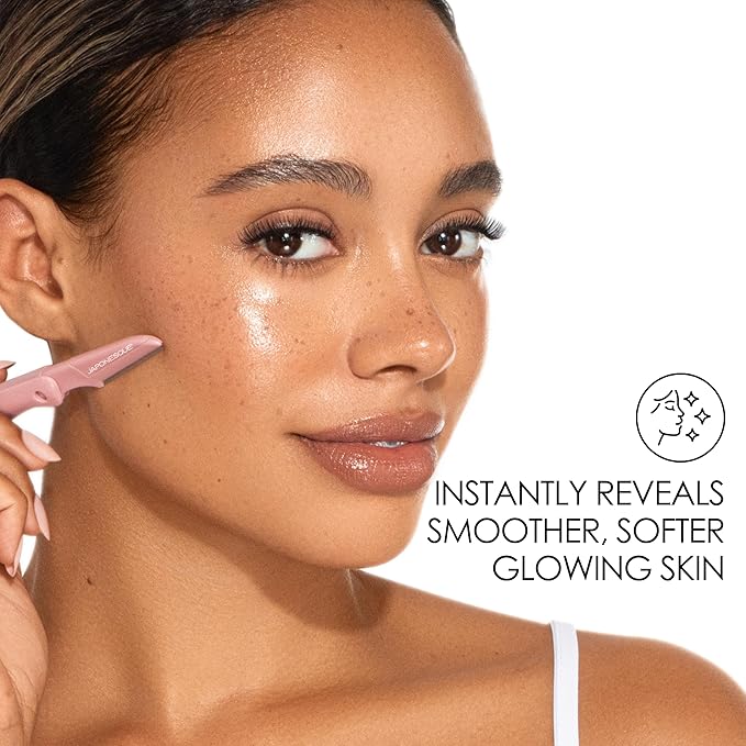 JAPONESQUE Foldable Dermaplaner Facial Razors - 3 Piece Set, Eyebrow And Facial Hair Razor Kit - One Blade Fixed Dermaplane Razor For Women Multicolor