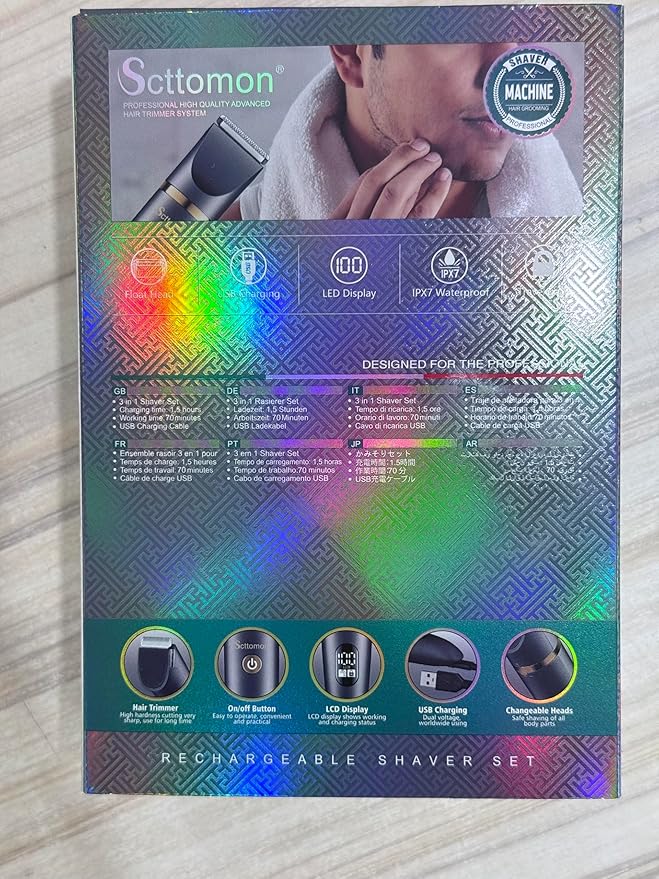 Body Trimmer for Men Ball Pubic Hair Trimmer Body Foil Shaver Razor Nose Ear Waterproof Wet Dry Groomer LED Display