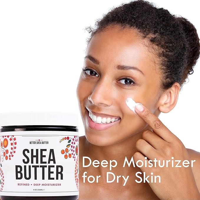 Refined Shea Butter Unscented - 100% Pure African Shea Butter for Hair & Dry Skin - Soap Base - Face & Body Moisturizer, for DIY Whipped Body Butter & Lip Balm 8 oz Jar